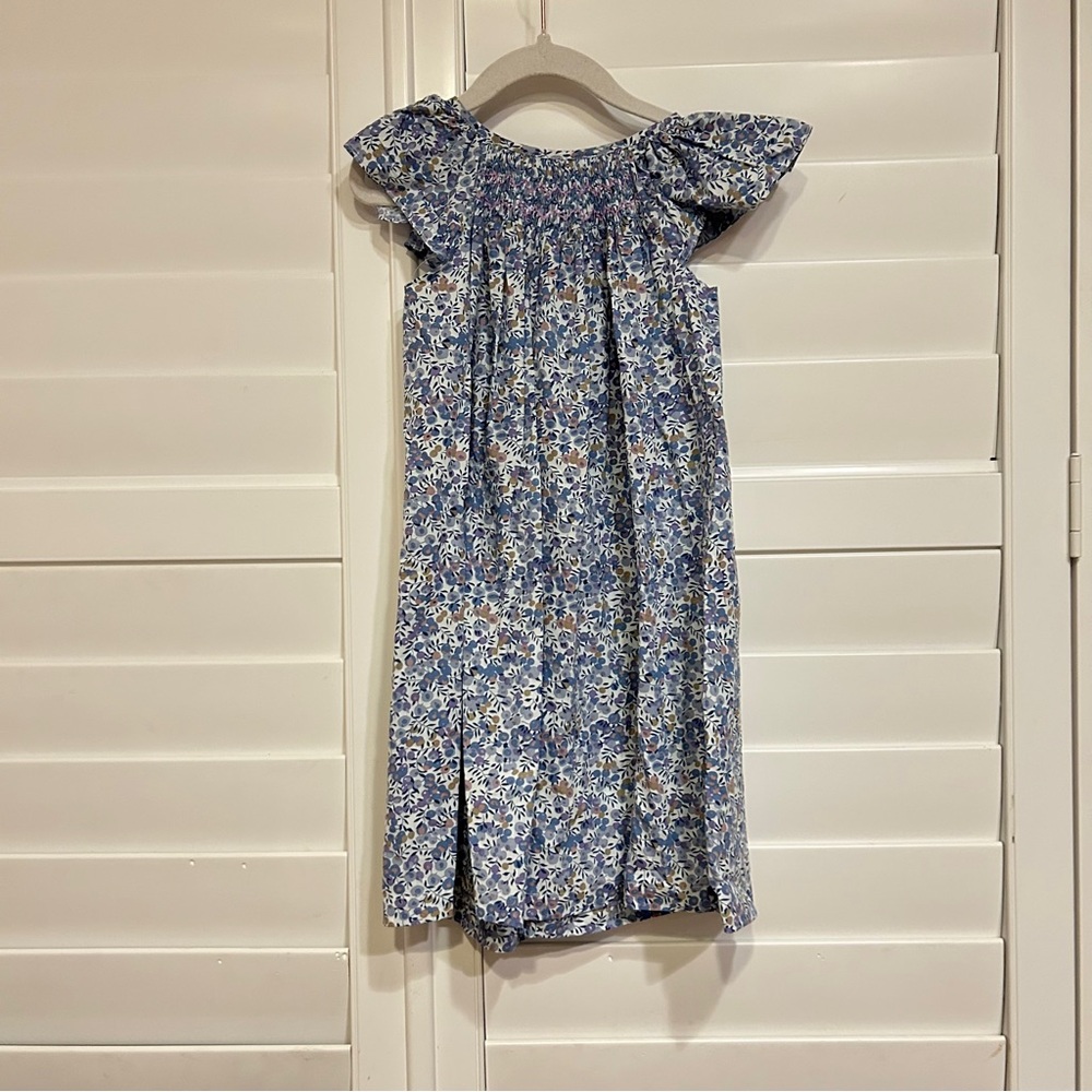 Gil & Niya Floral Print Ruffle Sleeve Dress Blue White Size 5